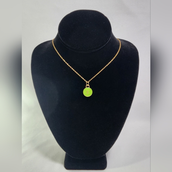 Authentic Louis Vuitton green gold LV charm on chain - Picture 1 of 11